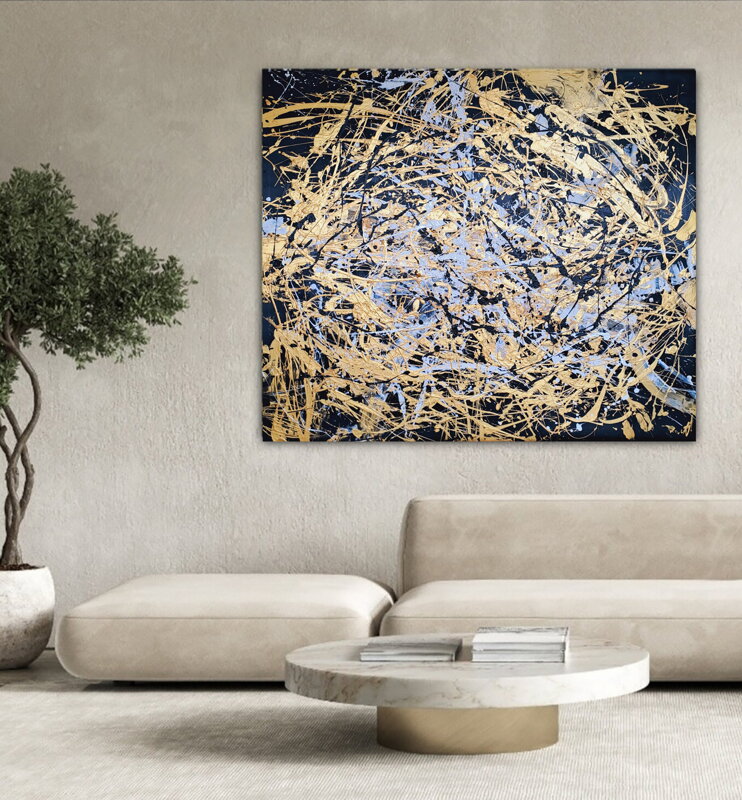 Gold on black, 120 x 150 cm